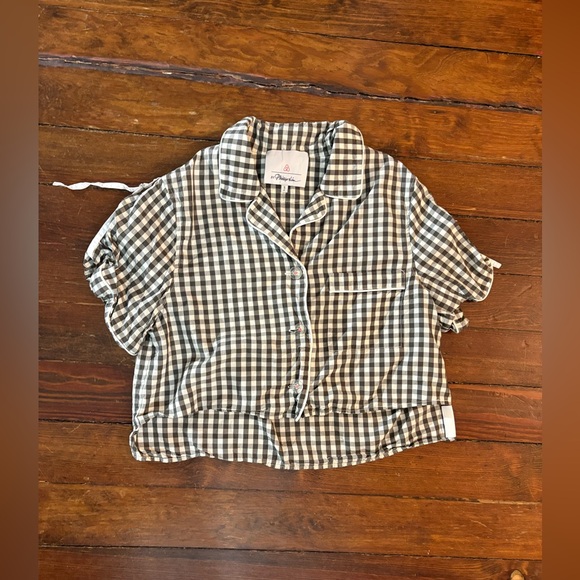 3.1 Phillip Lim Tops - 3.1 Phillip Lim gray white plaid cropped button up sleep shirt size S
